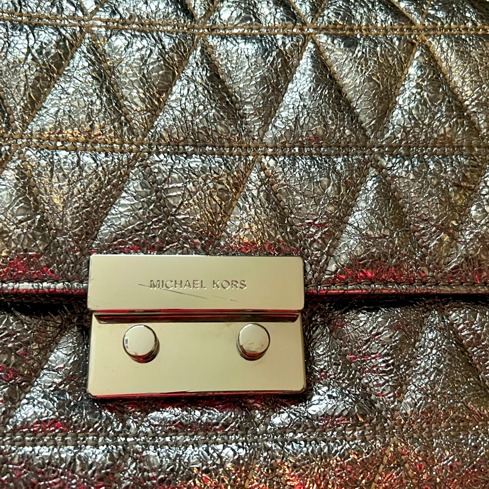 SOLD - Michael Kors Silver Quilted Leather Shoulder Bag w/Silver Hardware - Picture 13 of 13